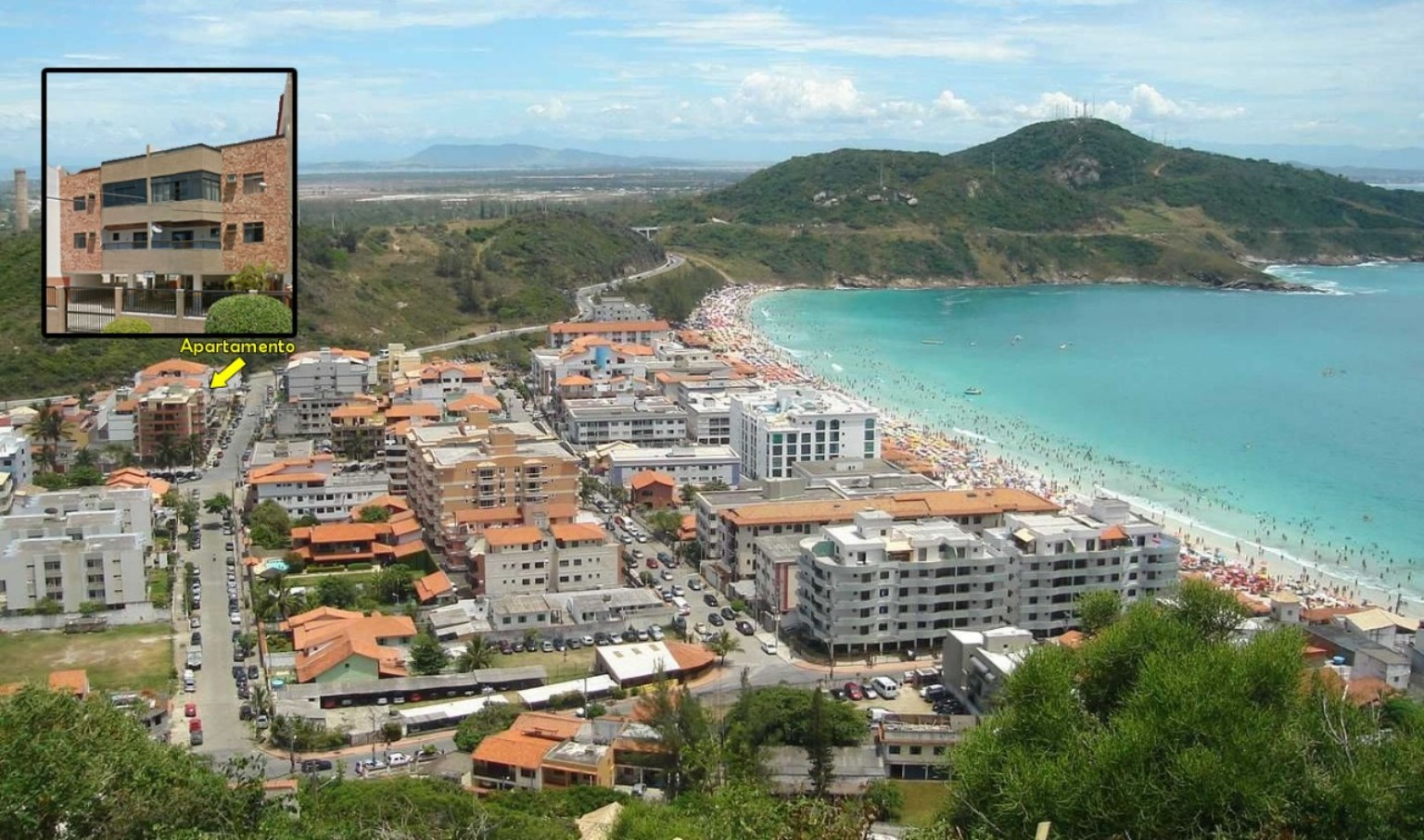Vista da Prainha com indicação do edifício, em imagem fornecida pelo ofertante
